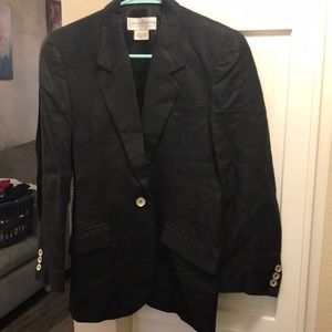 Liz Claiborne Petite Collection navy 100% linen blazer